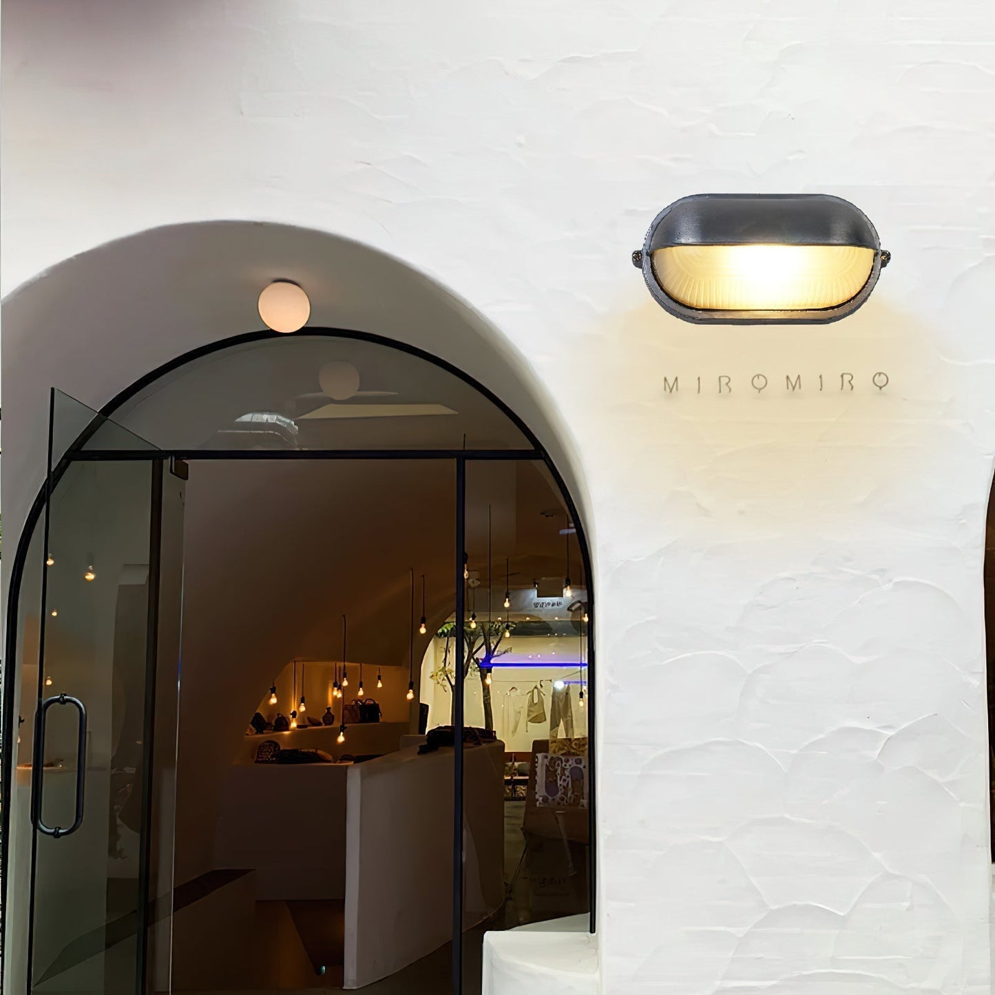 Outdoor Wall Lamp Industrial Retro with Oval Frosted Glass Cover