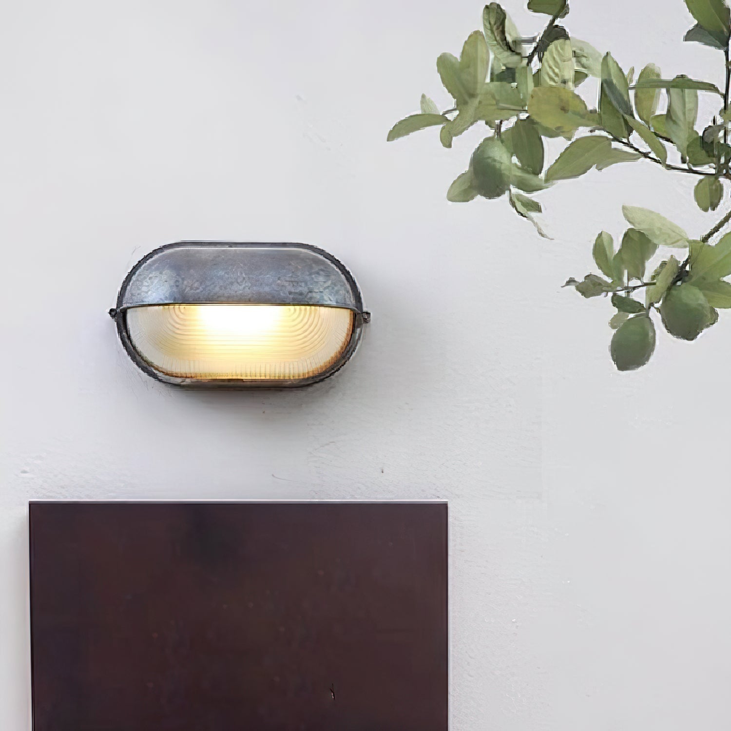 Outdoor Wall Lamp Industrial Retro with Oval Frosted Glass Cover