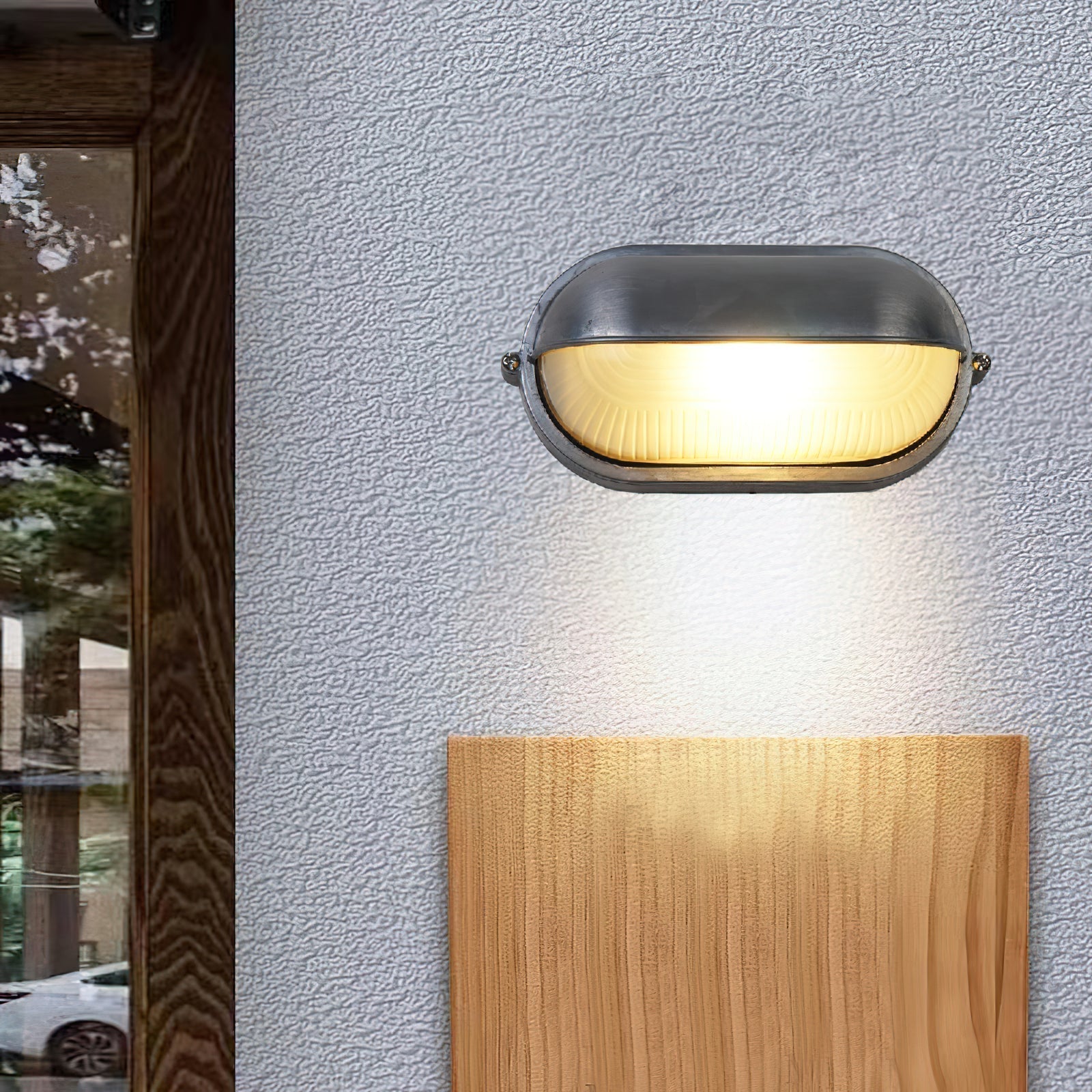 Outdoor Wall Lamp Industrial Retro with Oval Frosted Glass Cover