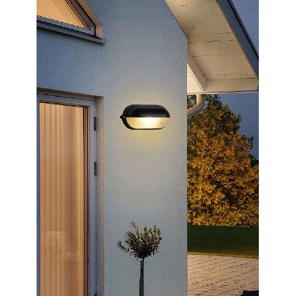 Outdoor Wall Lamp Industrial Retro with Oval Frosted Glass Cover