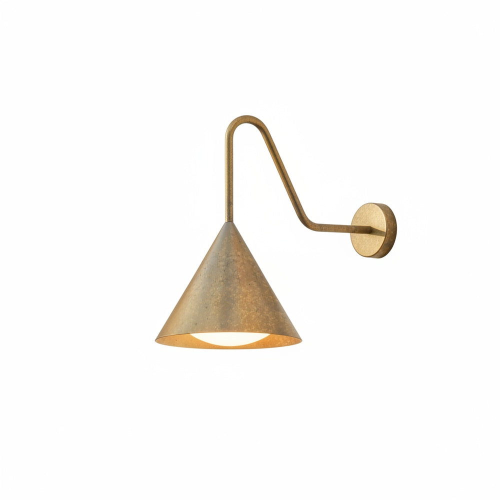 Outdoor Wall Lamp Minimalist Cone Shade with Curved Arm