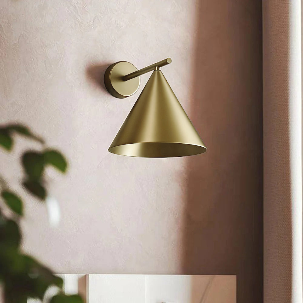 Outdoor Wall Lamp Minimalist Cone Shade with Curved Arm