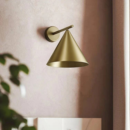 Outdoor Wall Lamp Minimalist Cone Shade with Curved Arm