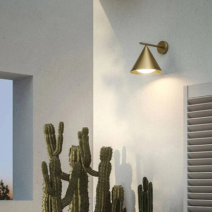 Outdoor Wall Lamp Minimalist Cone Shade with Curved Arm