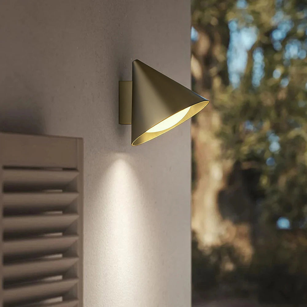 Outdoor Wall Lamp Minimalist Cone Shade with Curved Arm