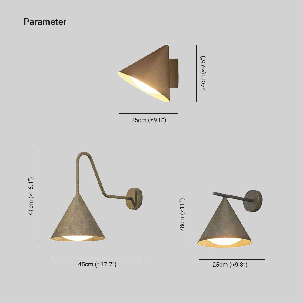 Outdoor Wall Lamp Minimalist Cone Shade with Curved Arm