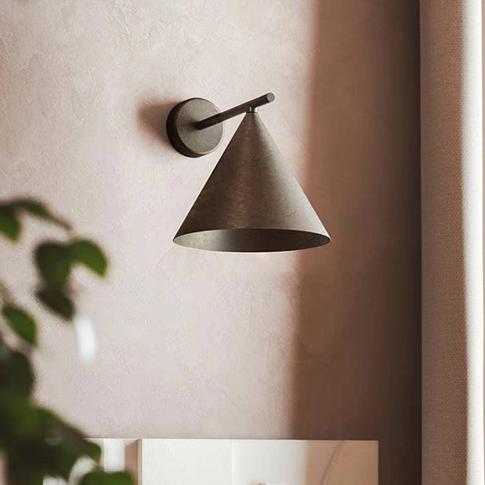 Outdoor Wall Lamp Minimalist Cone Shade with Curved Arm