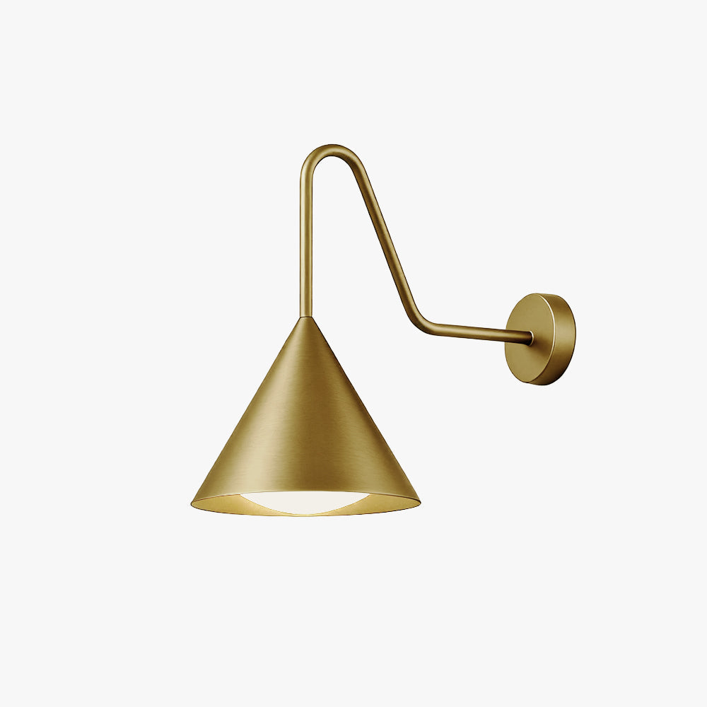 Outdoor Wall Lamp Minimalist Cone Shade with Curved Arm