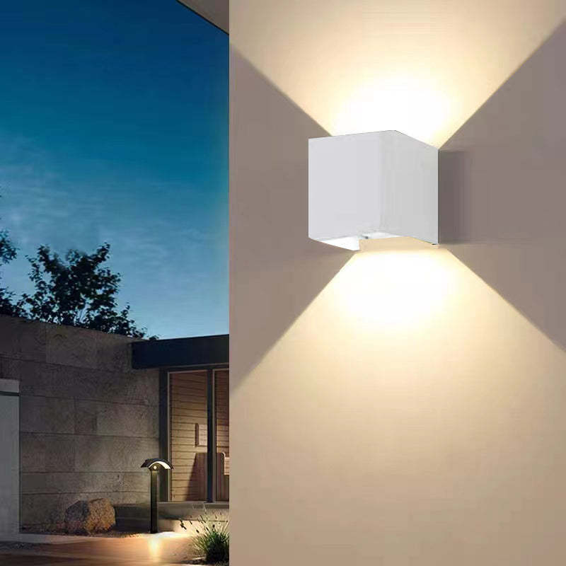 Outdoor Wall Lamp Modern Cube LED Up and Down with Adjustable Beam Angle