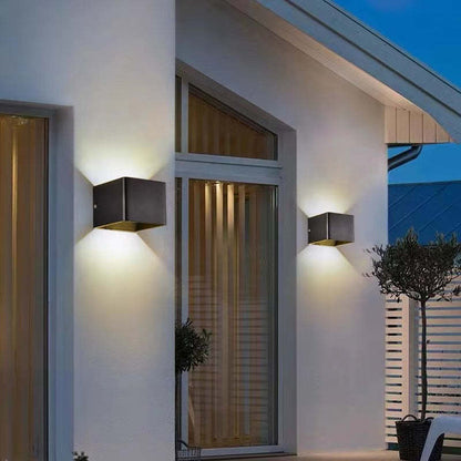 Outdoor Wall Lamp Modern Cube LED Up and Down with Adjustable Beam Angle