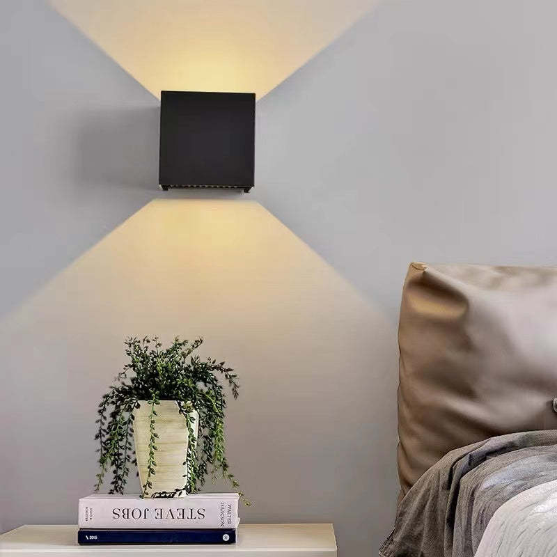 Outdoor Wall Lamp Modern Cube LED Up and Down with Adjustable Beam Angle