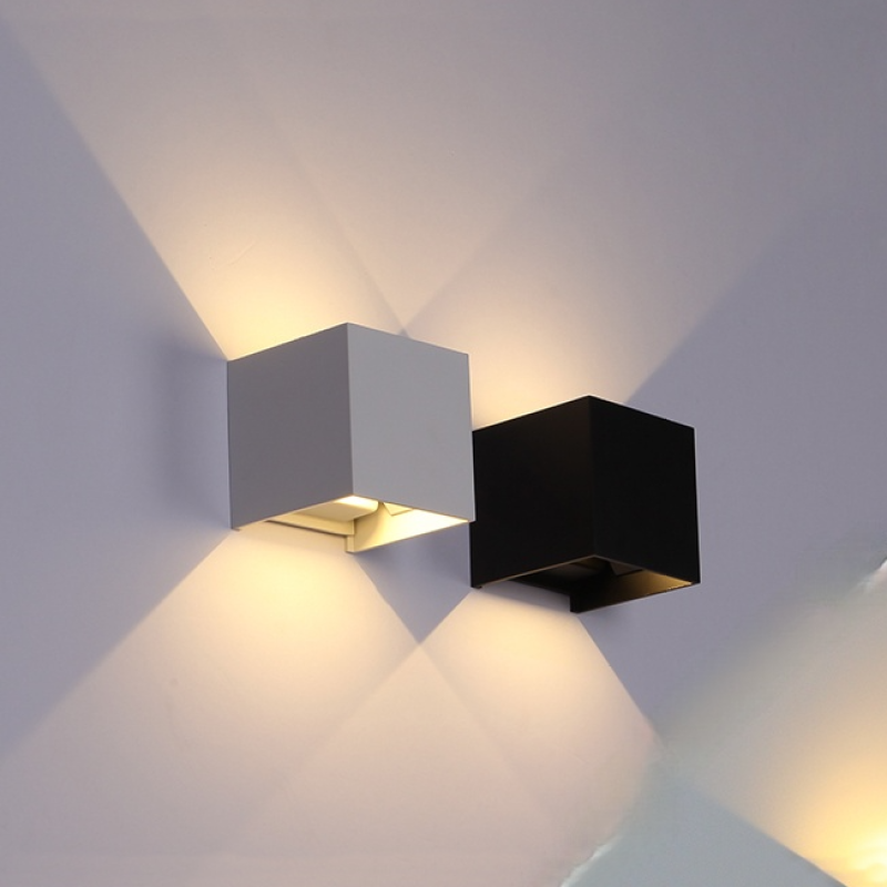 Outdoor Wall Lamp Modern Cube LED Up and Down with Adjustable Beam Angle