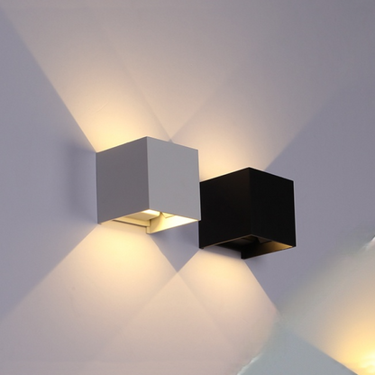 Outdoor Wall Lamp Modern Cube LED Up and Down with Adjustable Beam Angle