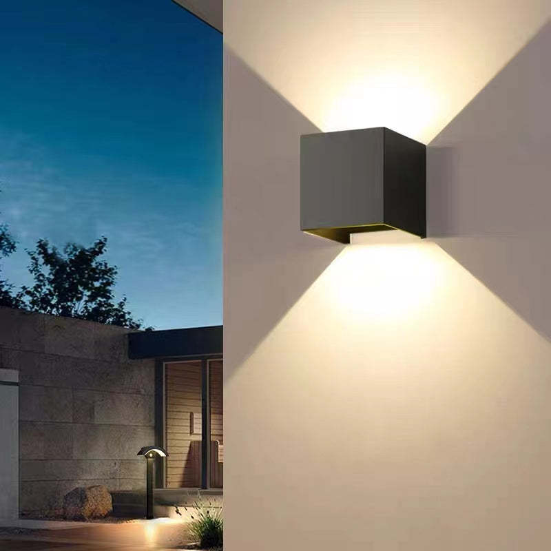 Outdoor Wall Lamp Modern Cube LED Up and Down with Adjustable Beam Angle