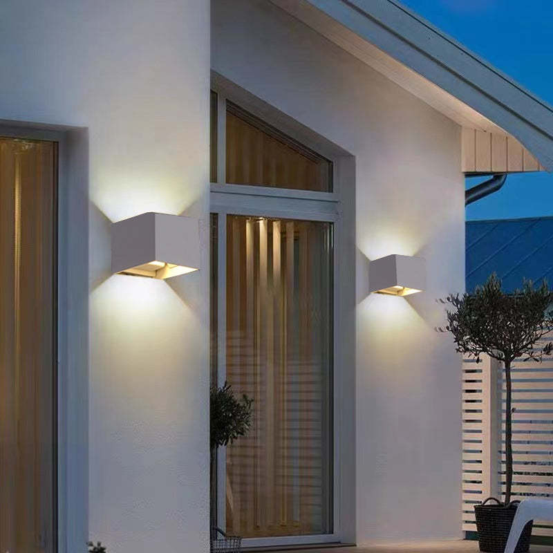 Outdoor Wall Lamp Modern Cube LED Up and Down with Adjustable Beam Angle