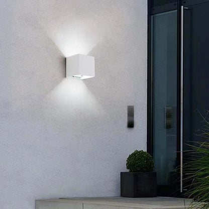Outdoor Wall Lamp Modern Cube LED Up and Down with Adjustable Beam Angle