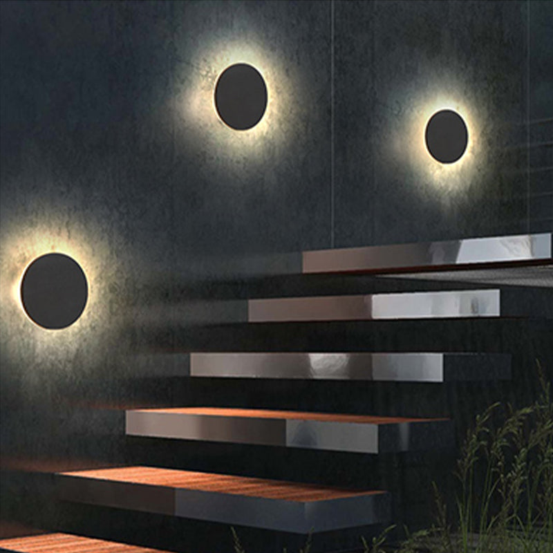 Outdoor Wall Lamp Modern LED with Halo Effect, Round and Square, Motion Sensor Option