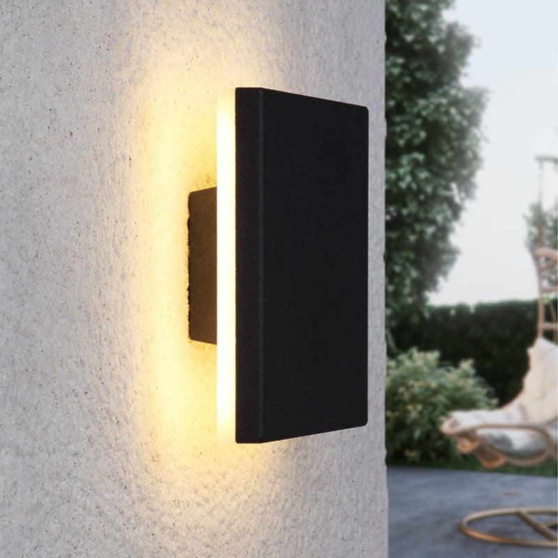 Outdoor Wall Lamp Modern LED with Halo Effect, Round and Square, Motion Sensor Option