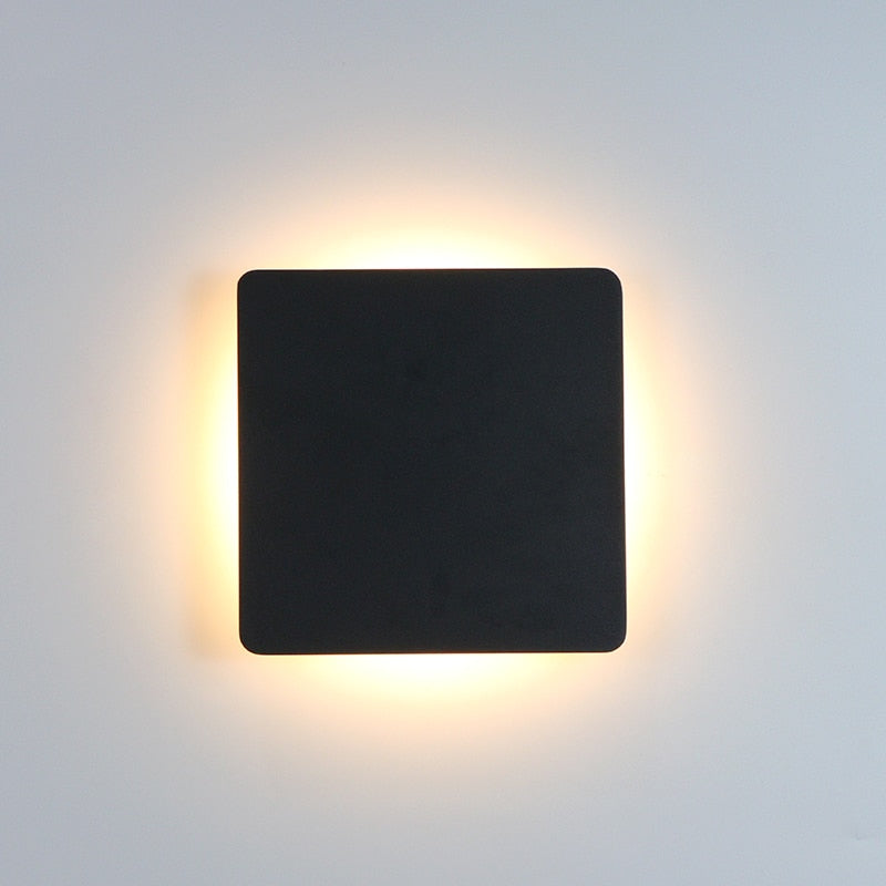 Outdoor Wall Lamp Modern LED with Halo Effect, Round and Square, Motion Sensor Option