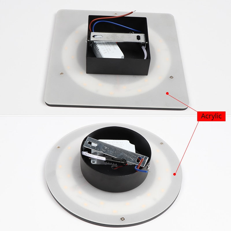 Outdoor Wall Lamp Modern LED with Halo Effect, Round and Square, Motion Sensor Option