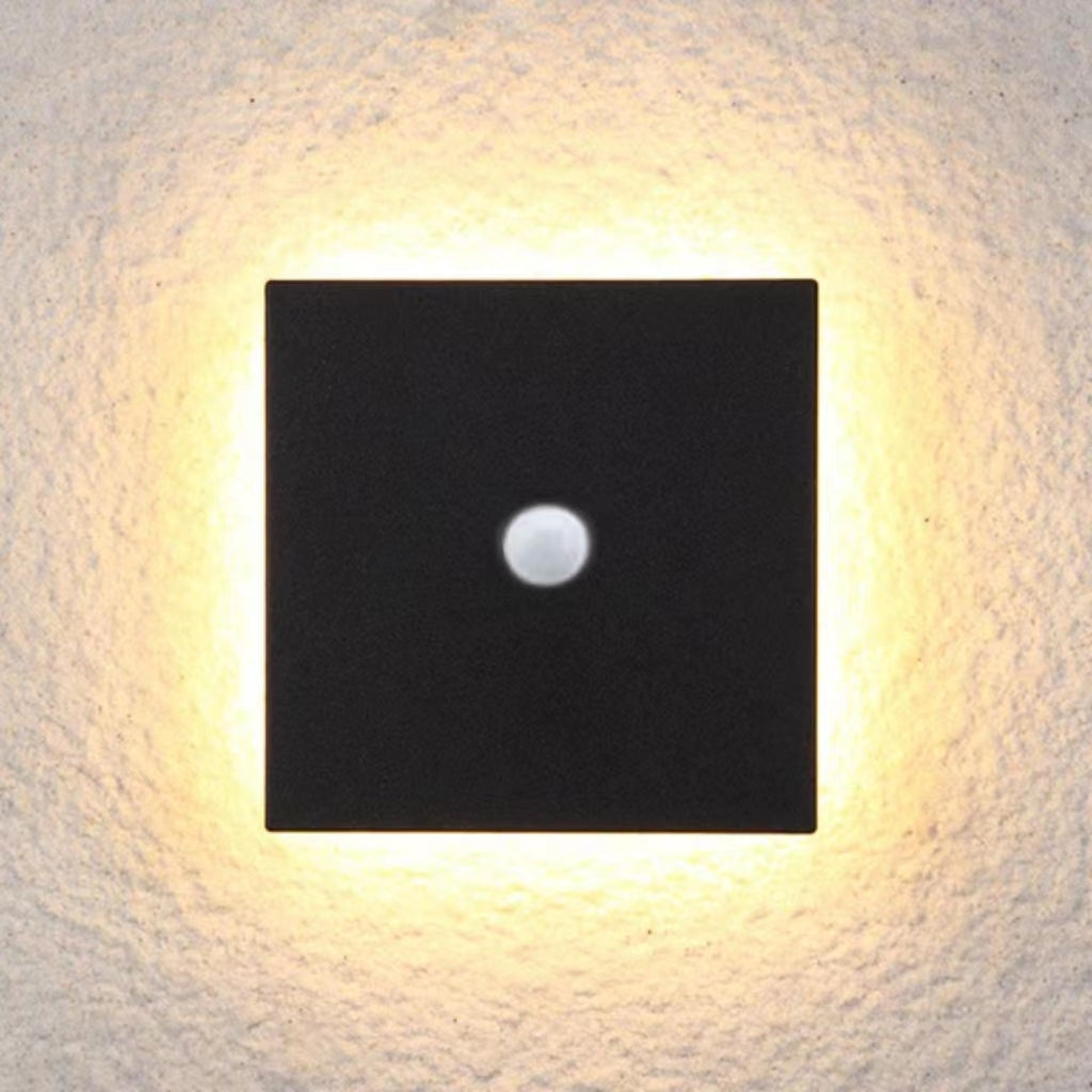 Outdoor Wall Lamp Modern LED with Halo Effect, Round and Square, Motion Sensor Option