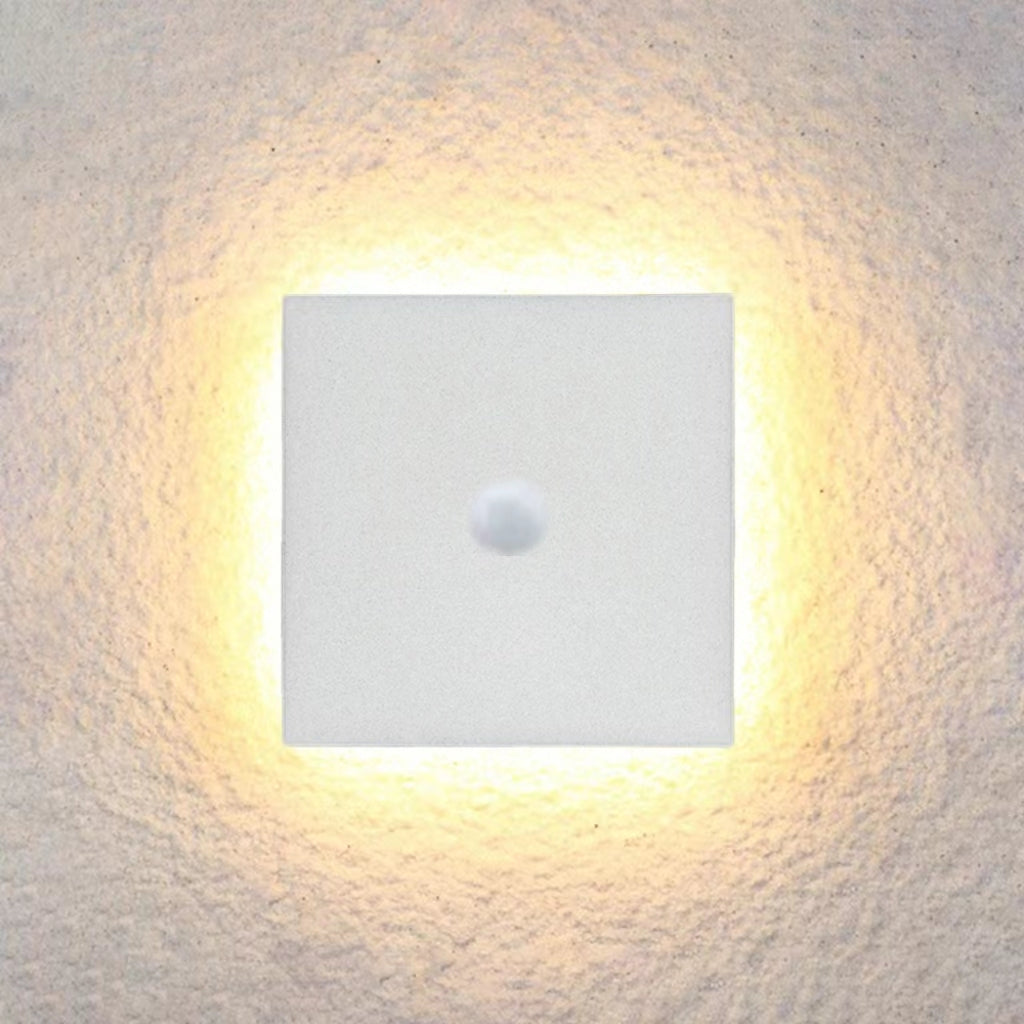 Outdoor Wall Lamp Modern LED with Halo Effect, Round and Square, Motion Sensor Option