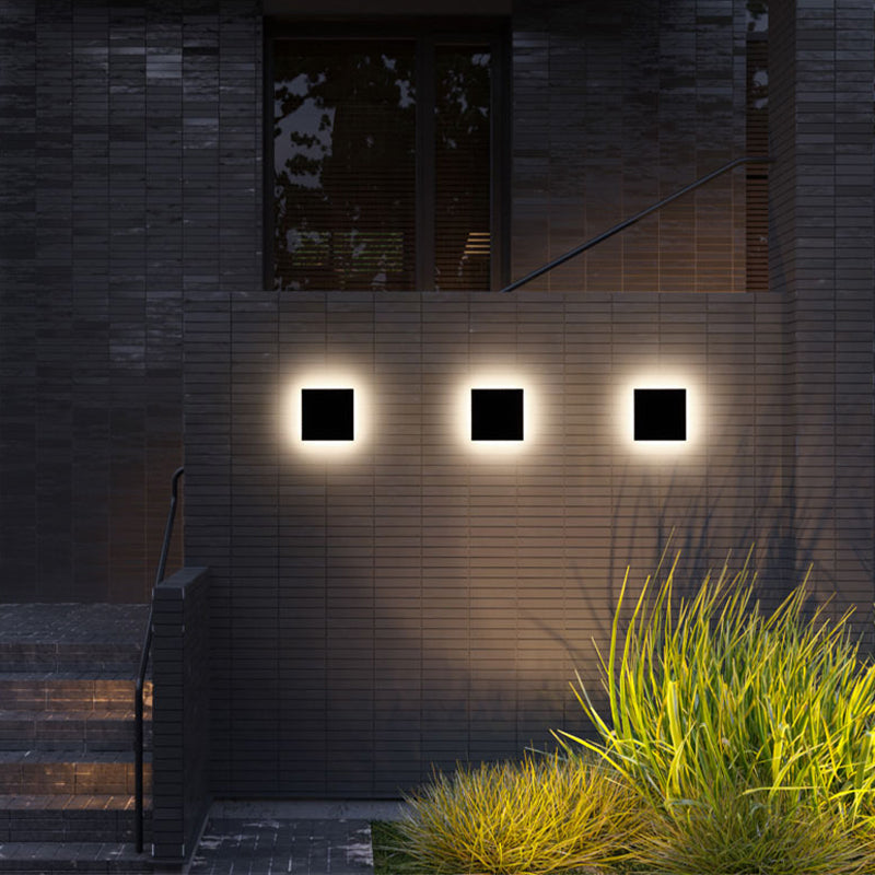 Outdoor Wall Lamp Modern LED with Halo Effect, Round and Square, Motion Sensor Option