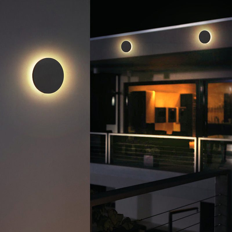 Outdoor Wall Lamp Modern LED with Halo Effect, Round and Square, Motion Sensor Option