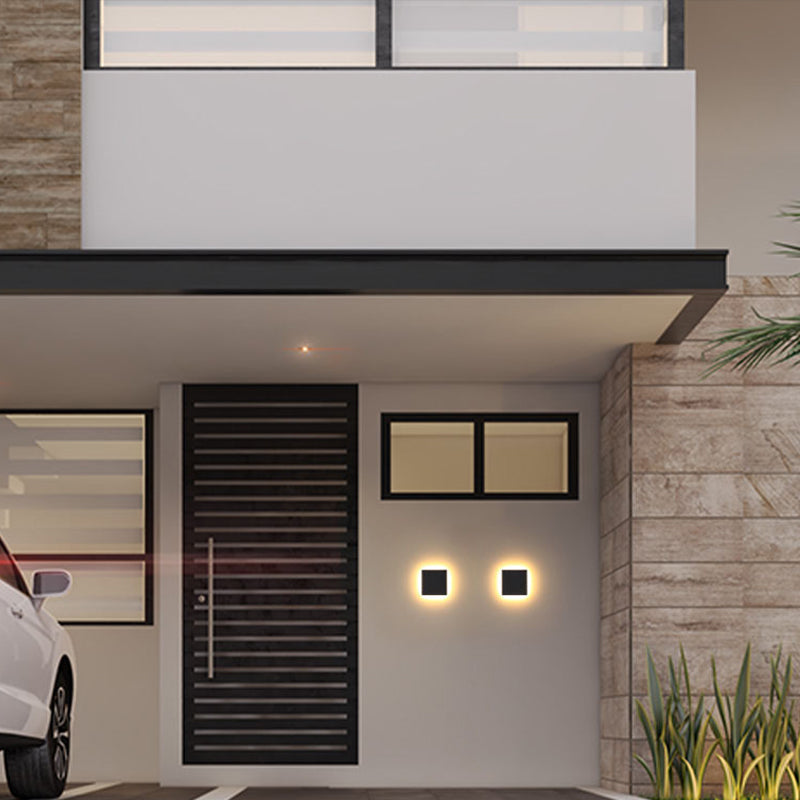 Outdoor Wall Lamp Modern LED with Halo Effect, Round and Square, Motion Sensor Option