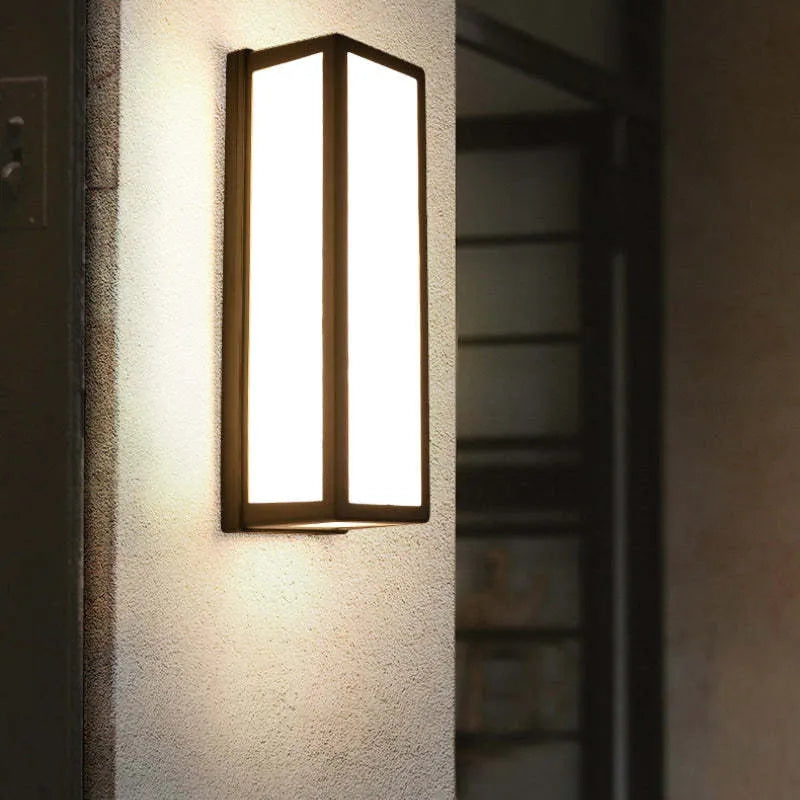 Outdoor Wall Lamp Modern Minimalist with Rectangular Acrylic Shade for Indoor and Outdoor Use