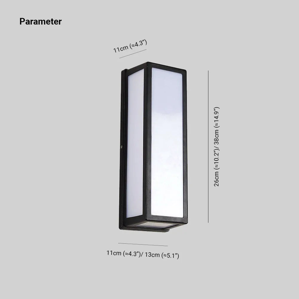 Outdoor Wall Lamp Modern Minimalist with Rectangular Acrylic Shade for Indoor and Outdoor Use