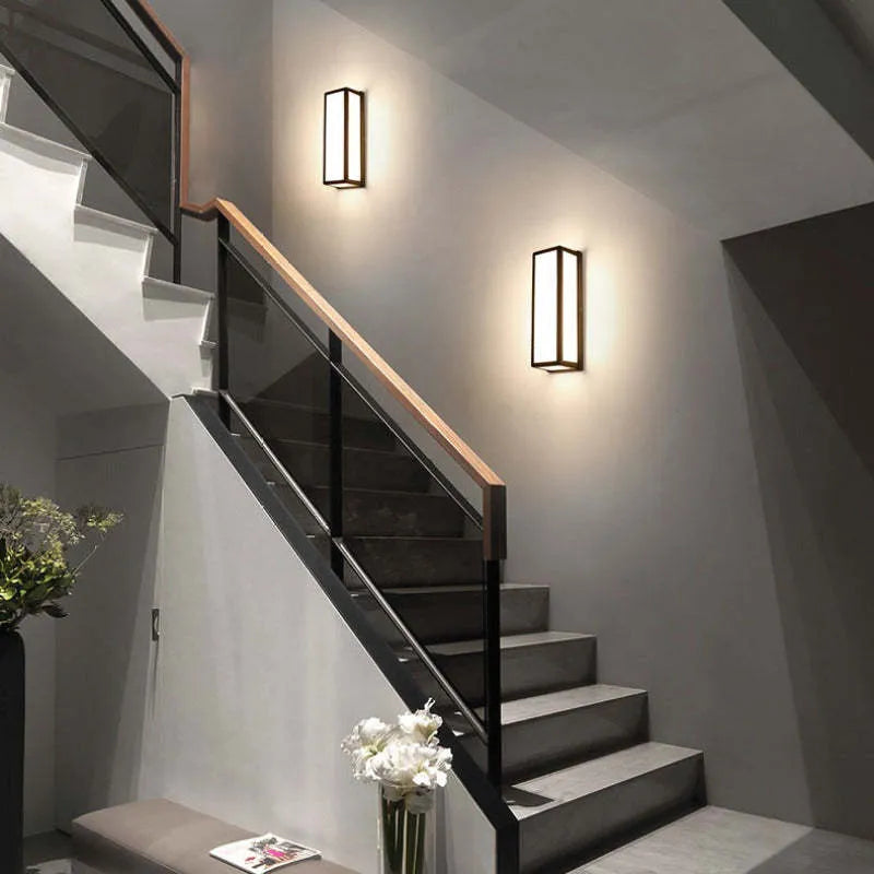 Outdoor Wall Lamp Modern Minimalist with Rectangular Acrylic Shade for Indoor and Outdoor Use
