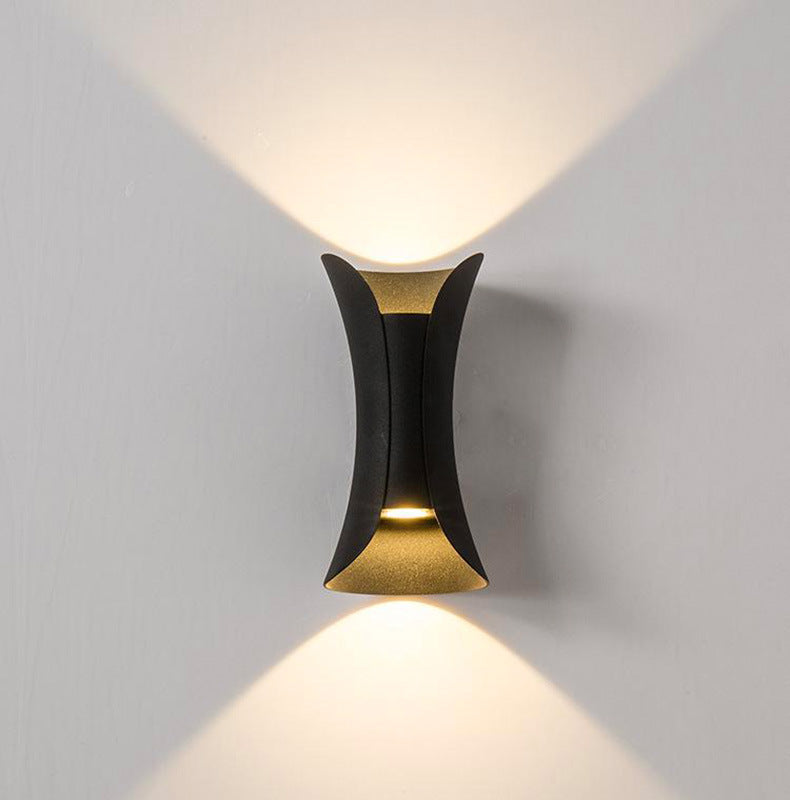 Outdoor Wall Lamp Modern Up Down Light with Hourglass Shape for Indoor and Outdoor Use