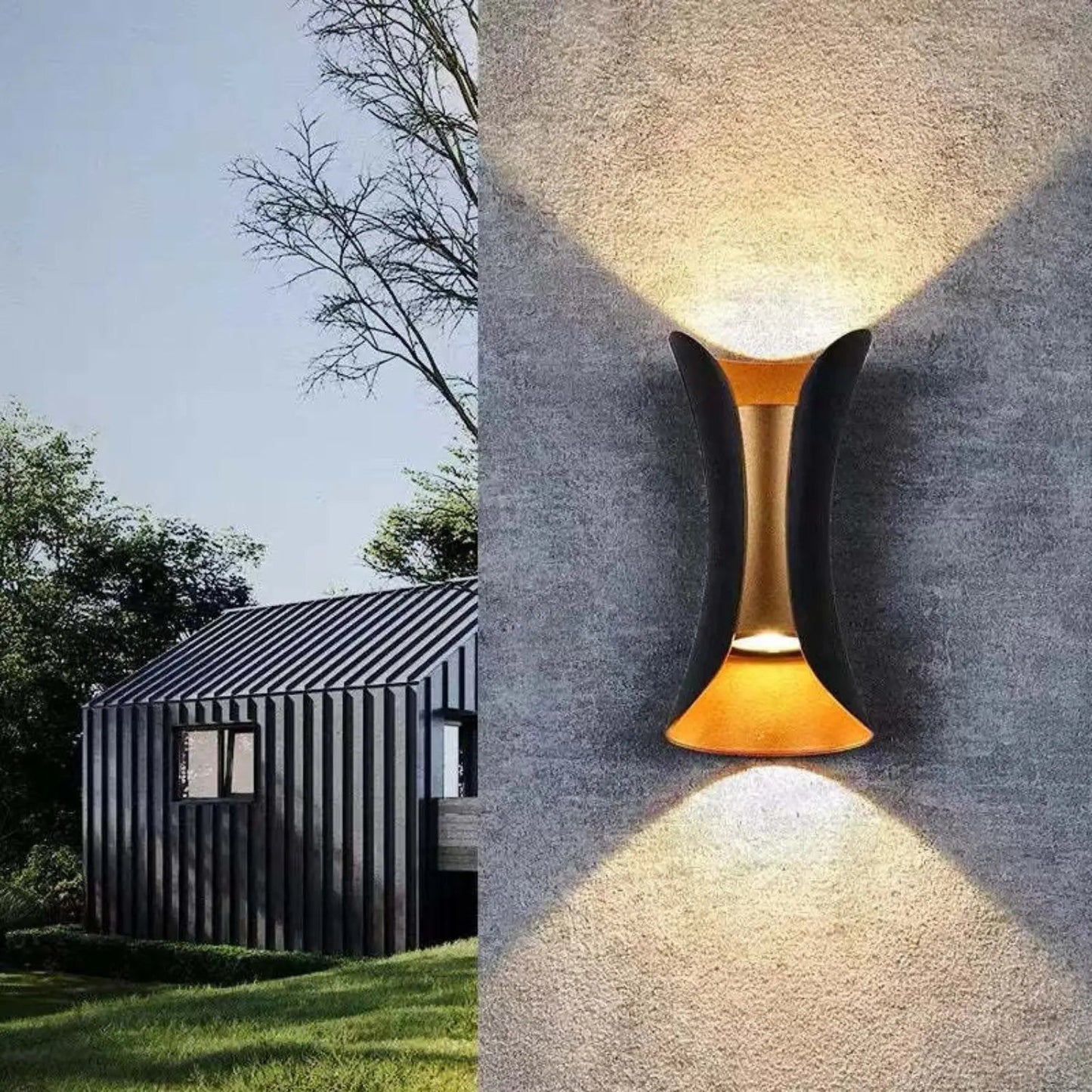 Outdoor Wall Lamp Modern Up Down Light with Hourglass Shape for Indoor and Outdoor Use