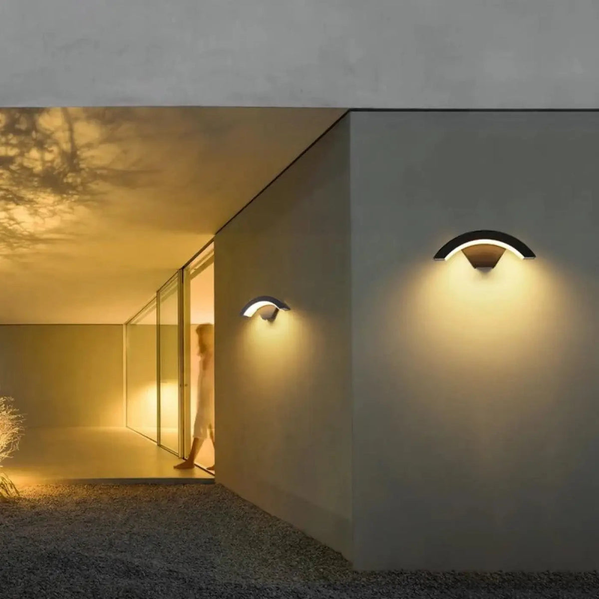 Outdoor Wall Lamp Modern with Arch Design and Integrated LED