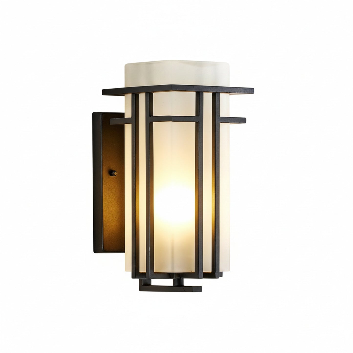 Outdoor Wall Lamp Modern with Frosted Glass Shade and Metal Frame