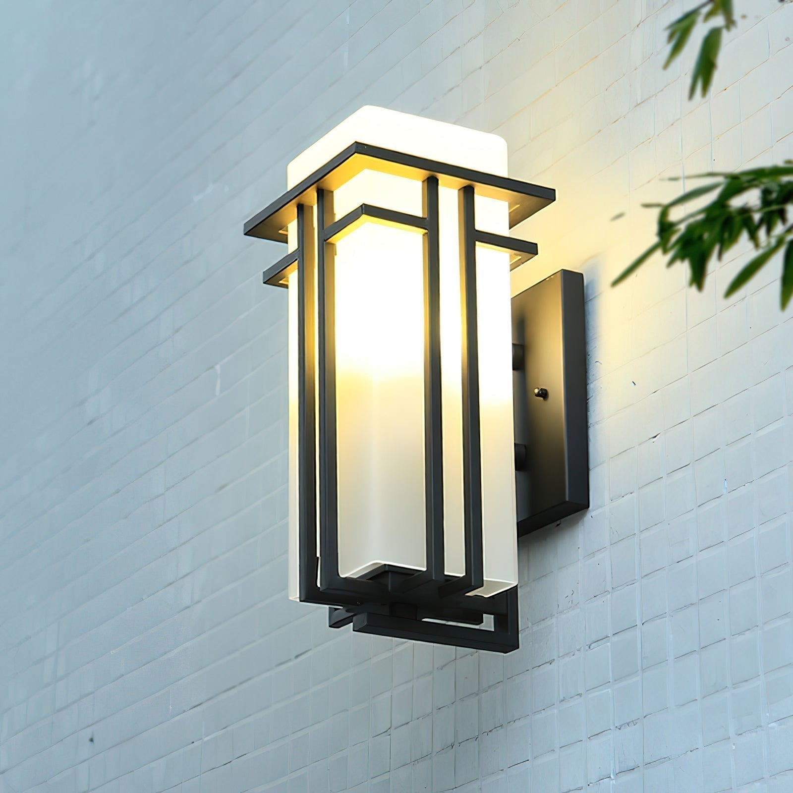 Outdoor Wall Lamp Modern with Frosted Glass Shade and Metal Frame