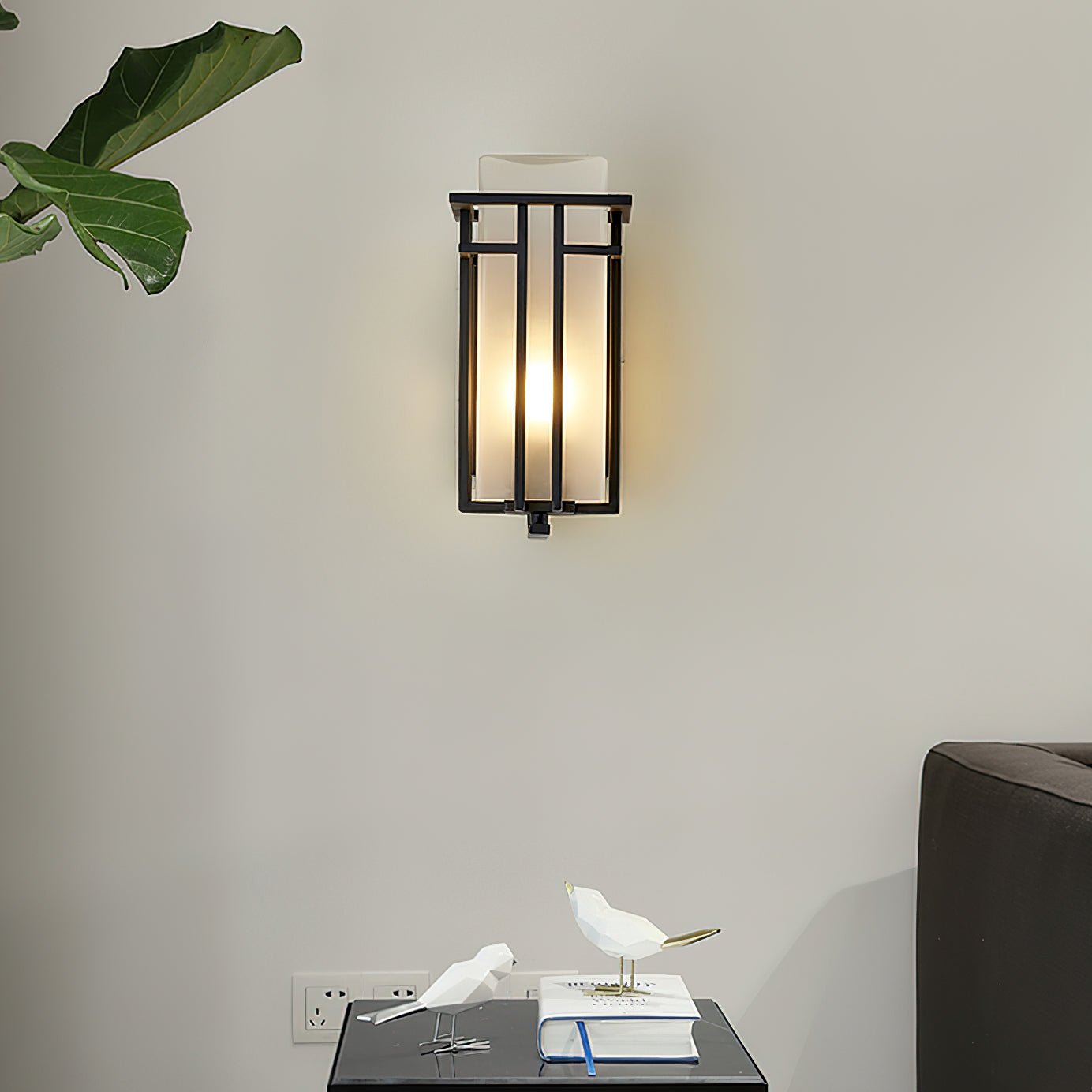 Outdoor Wall Lamp Modern with Frosted Glass Shade and Metal Frame