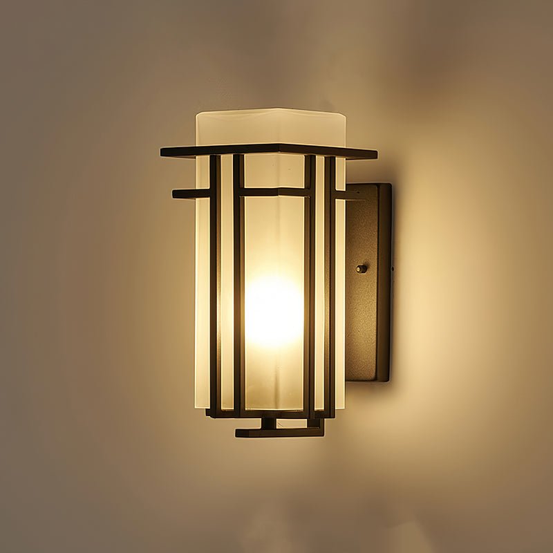 Outdoor Wall Lamp Modern with Frosted Glass Shade and Metal Frame