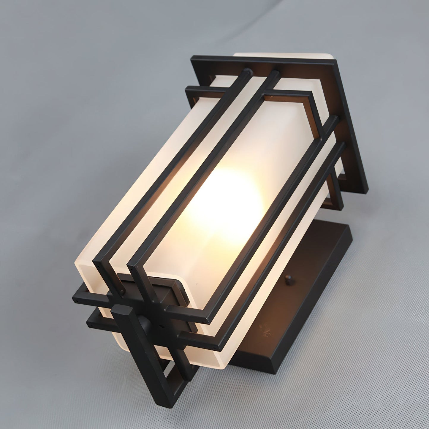 Outdoor Wall Lamp Modern with Frosted Glass Shade and Metal Frame