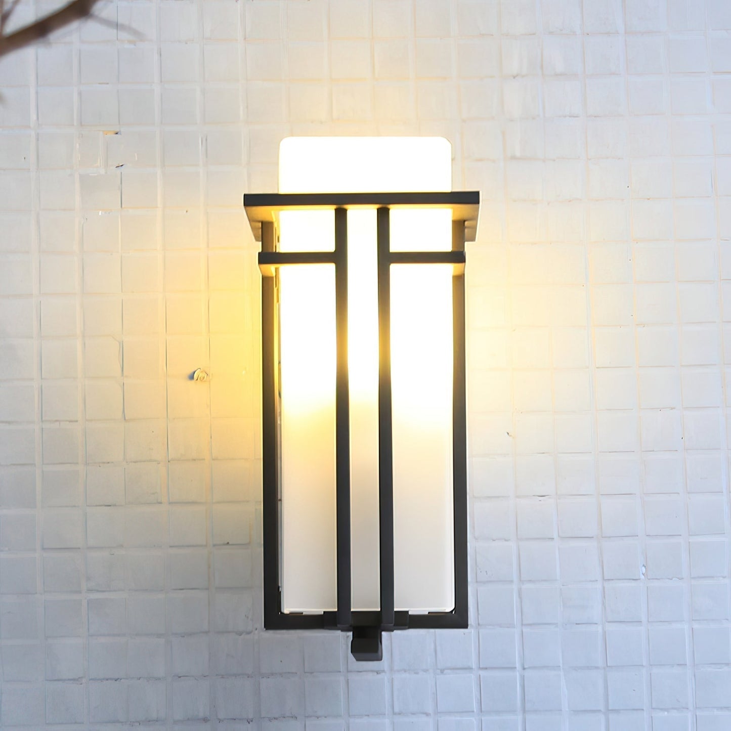 Outdoor Wall Lamp Modern with Frosted Glass Shade and Metal Frame