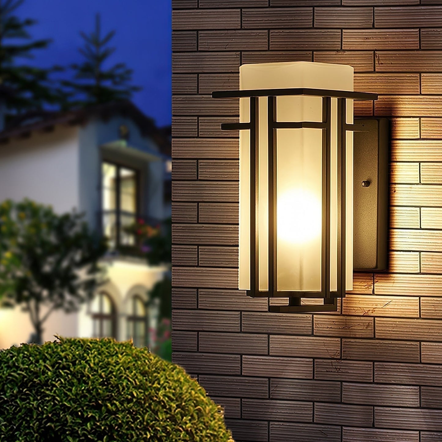 Outdoor Wall Lamp Modern with Frosted Glass Shade and Metal Frame