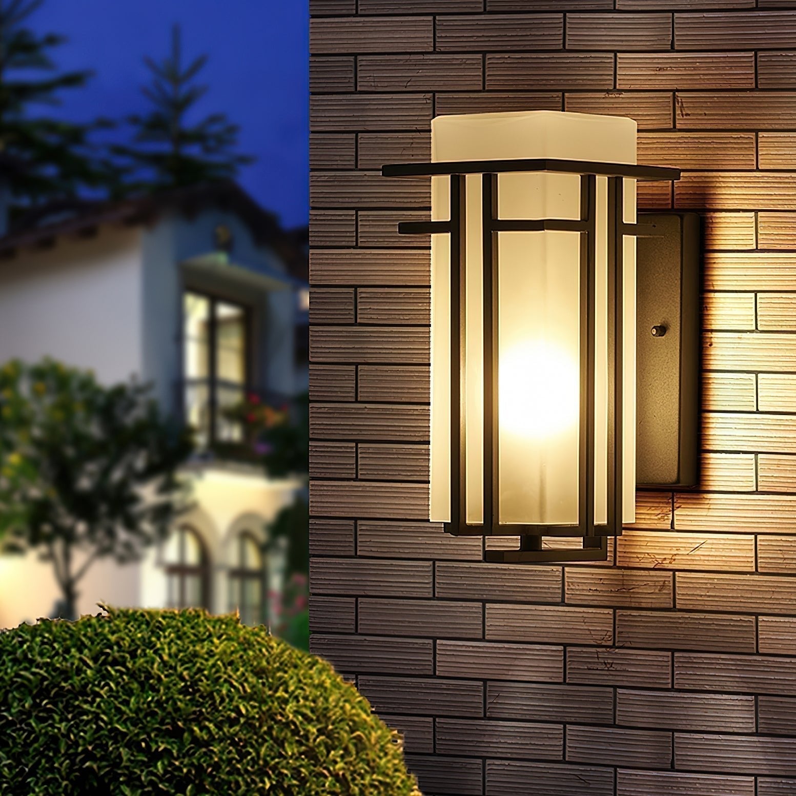 Outdoor Wall Lamp Modern with Frosted Glass Shade and Metal Frame