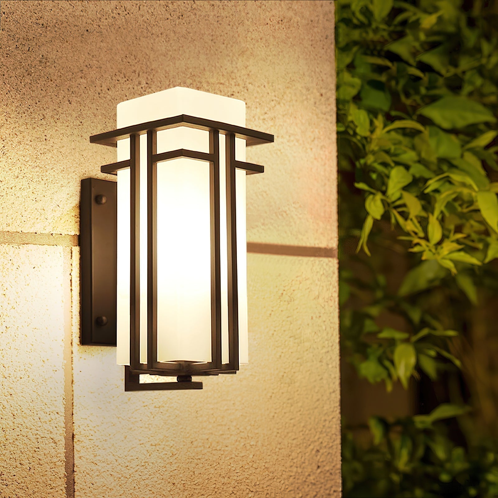 Outdoor Wall Lamp Modern with Frosted Glass Shade and Metal Frame