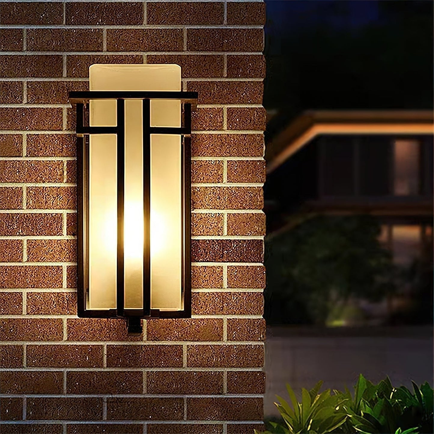 Outdoor Wall Lamp Modern with Frosted Glass Shade and Metal Frame