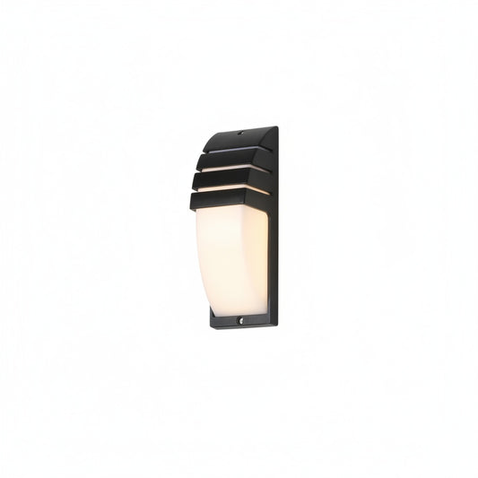 Outdoor Wall Lamp Modern with Motion Sensor and Louvered Hood for Patio and Entrance
