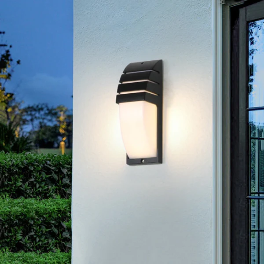 Outdoor Wall Lamp Modern with Motion Sensor and Louvered Hood for Patio and Entrance