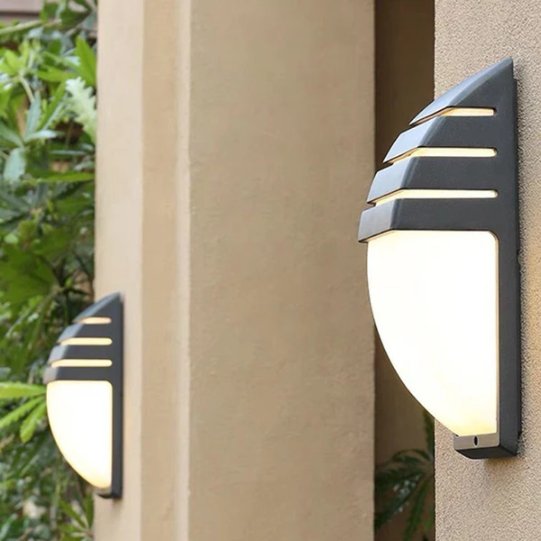 Outdoor Wall Lamp Modern with Motion Sensor and Louvered Hood for Patio and Entrance