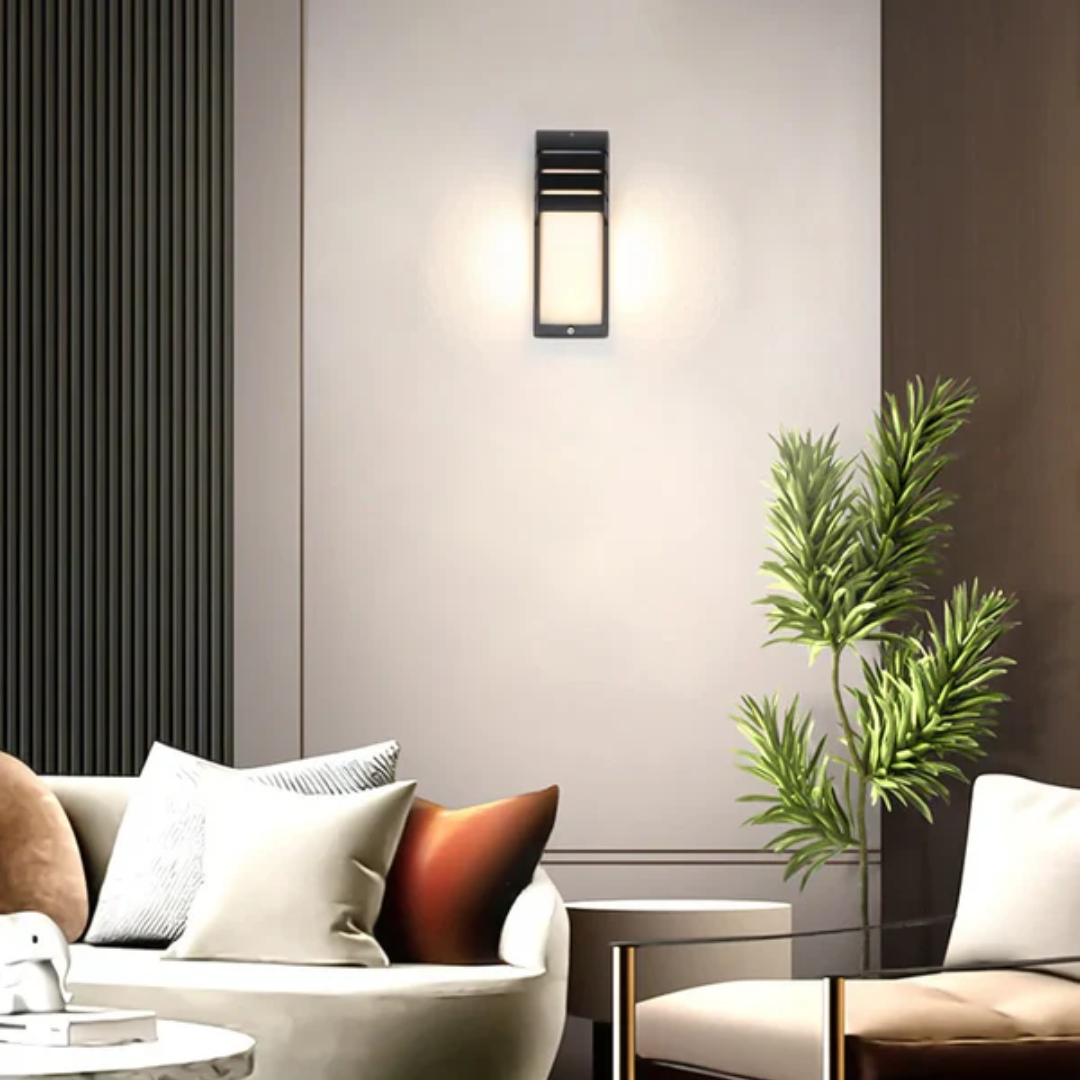 Outdoor Wall Lamp Modern with Motion Sensor and Louvered Hood for Patio and Entrance