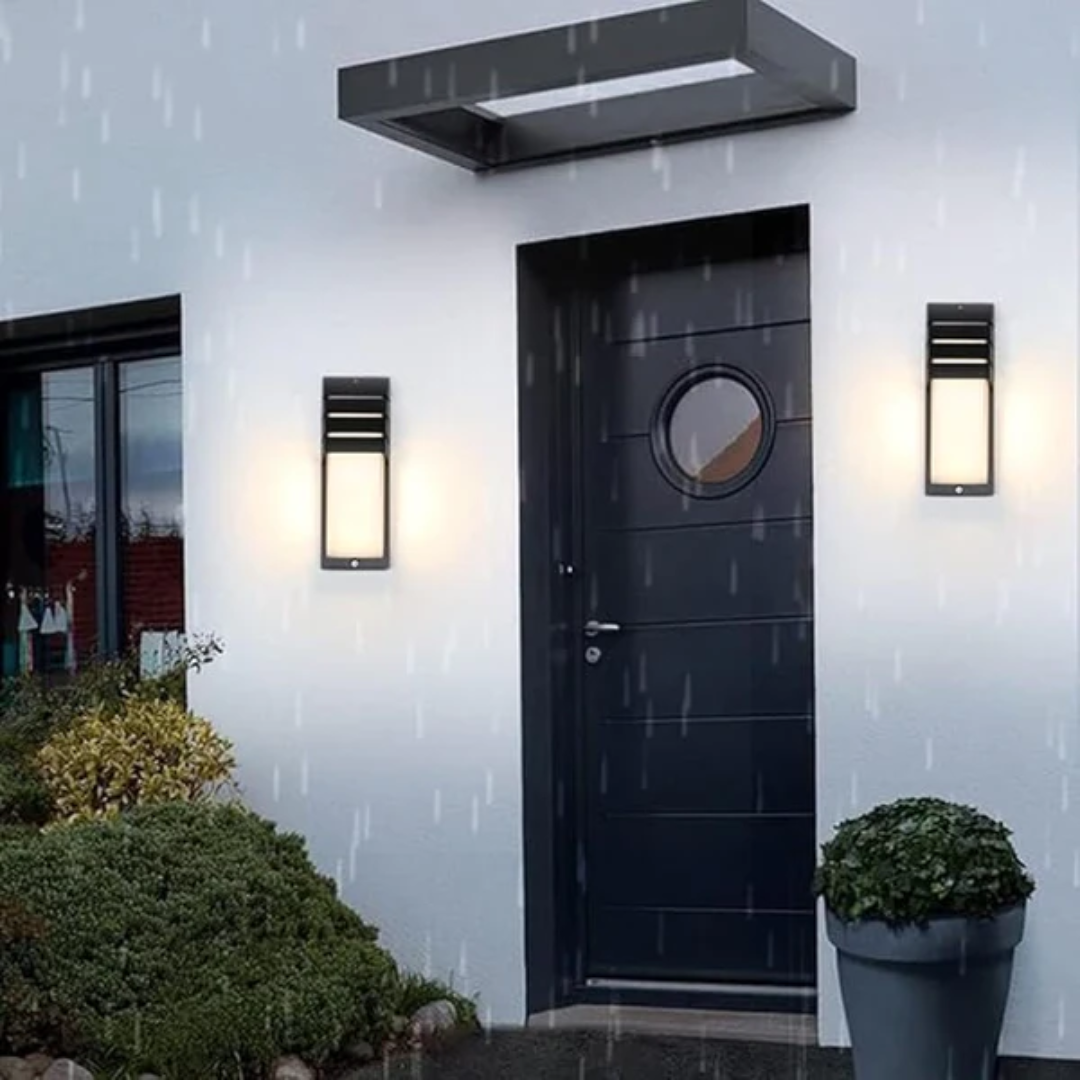 Outdoor Wall Lamp Modern with Motion Sensor and Louvered Hood for Patio and Entrance